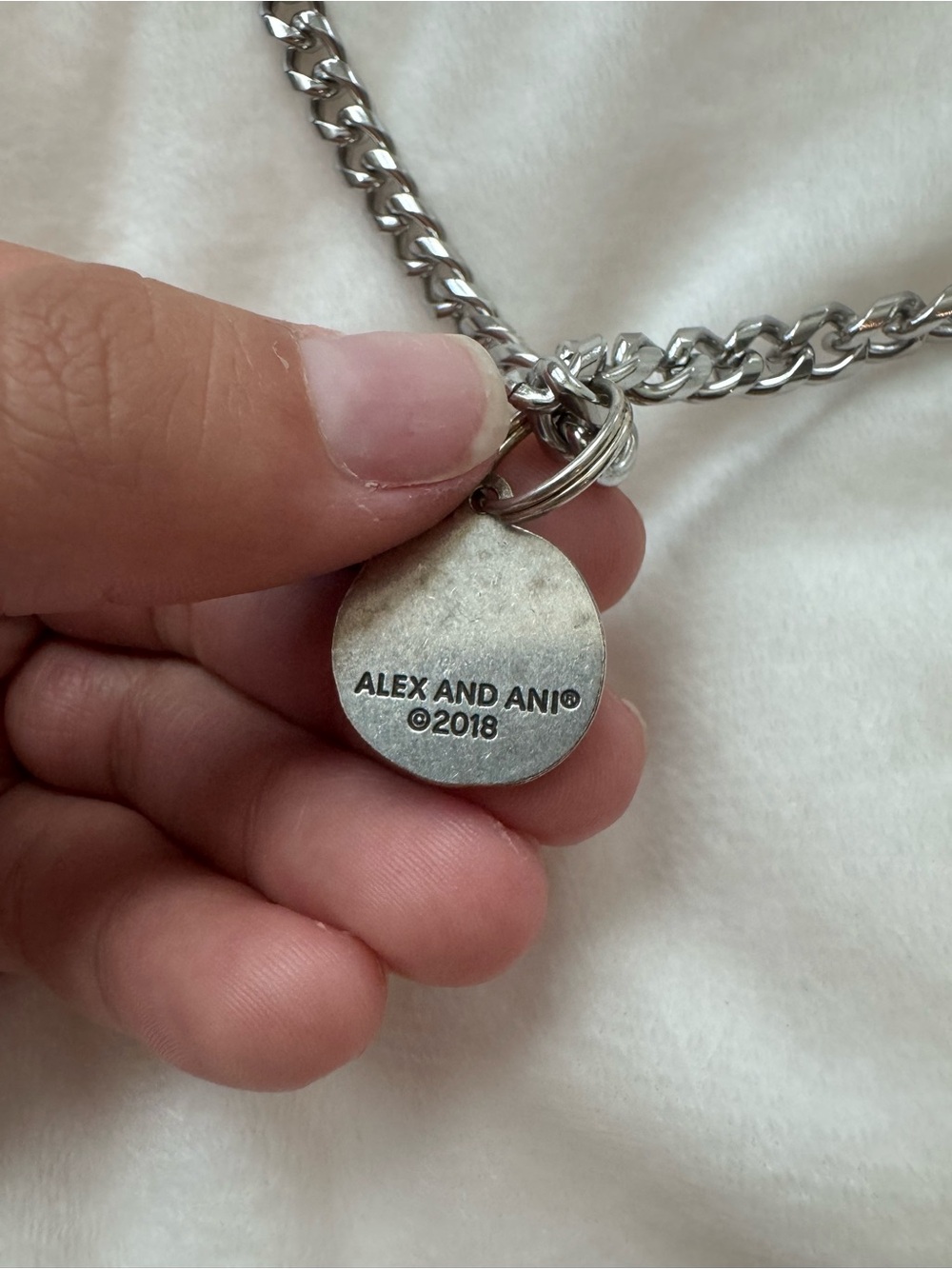 Vintage Boho Alex & Ani Silver Tone Chain Necklace with Round Moon Phase Pendant - Picture 3 of 5